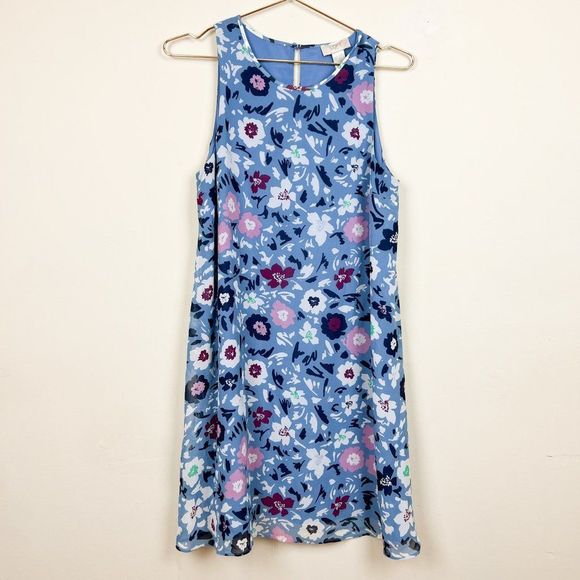 LOFT Dresses & Skirts - Ann Taylor LOFT Outlet  Blue Purple Floral Print Sleeveless Keyhole Dress